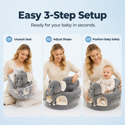 ✨50% Rabatt✨🐻 Cartoon‑Baby‑Stützsofa – Anti‑Roll‑Sitzsessel für Babys mit stabiler Rückenlehne, weicher Plüsch‑Bodensitz für Kleinkinder