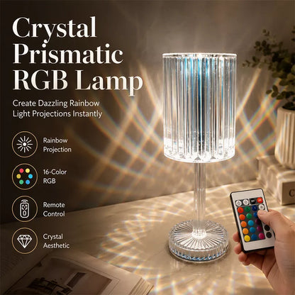 Tischlampe aus Acryl in Kristallrosa mit Touch-Funktion