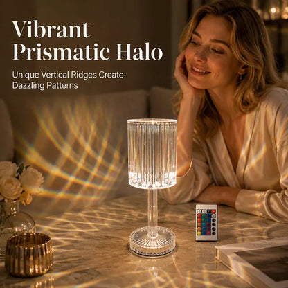 Tischlampe aus Acryl in Kristallrosa mit Touch-Funktion