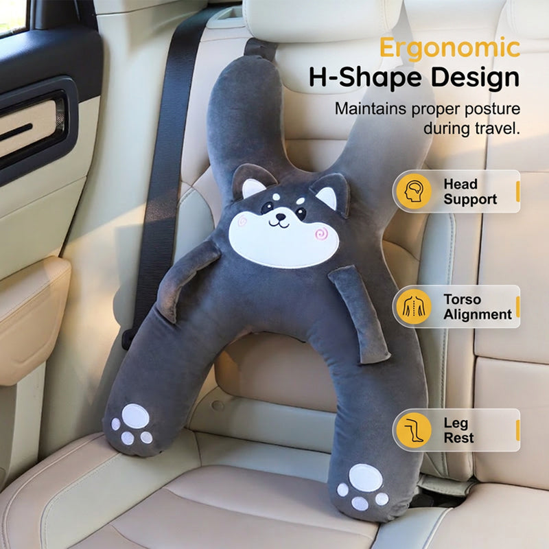 🧸 Weiches H-förmiges Autokissen für Kleinkinder – Ergonomische Kopf- und Nackenstütze für Kinder