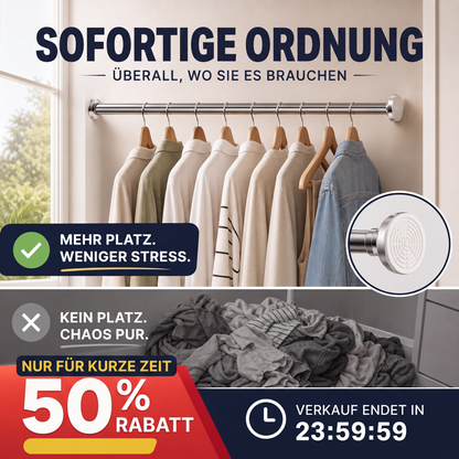 🔧 JETZT 50 % RABATT! 📏 Verstellbare Spannstange ohne Bohren – Werkzeugfreie Montage, starker Halt & vielseitig einsetzbar – Schafft sofortigen Stauraum überall und jederzeit 🏠