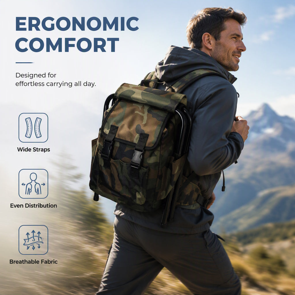 Tragbarer Klappstuhl-Rucksack 2-in-1 – Outdoor-Campinghocker