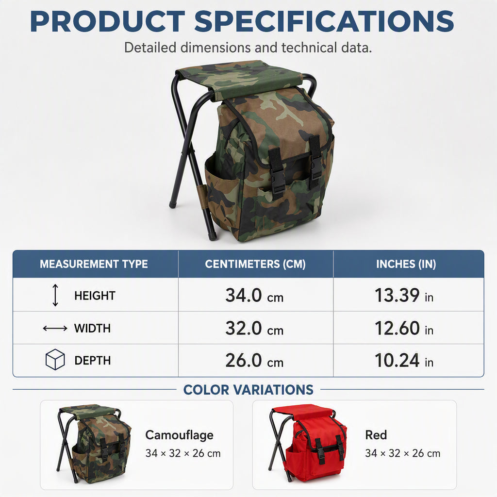 Tragbarer Klappstuhl-Rucksack 2-in-1 – Outdoor-Campinghocker