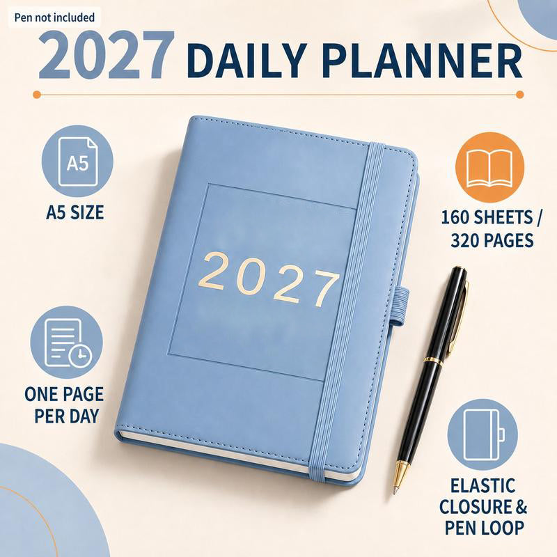 📅 JETZT 50% RABATT! 📓 2027 Kalender-Notizbuch – A5, ein Tag pro Seite, datiert – Ideal für tägliche Aufzeichnungen & zukünftige Planung ✨