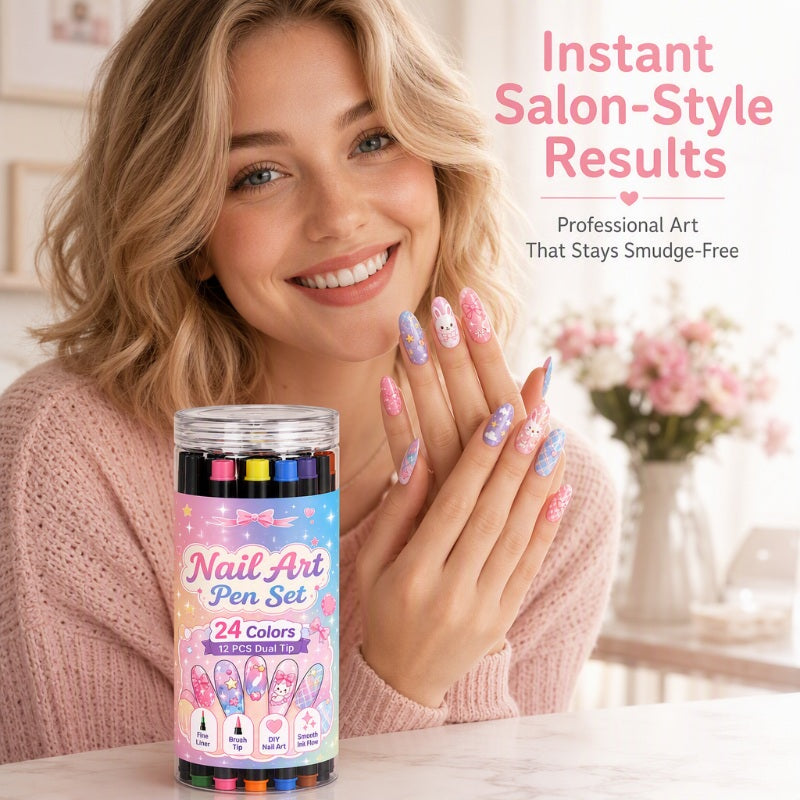 💅 24 Farben, 2 Spitzen, unendlich viele Designs! – Nail-Art-Stifte mit Doppelspitze – kreativ, in Salonqualität & einfach für DIY zu Hause ✨💥