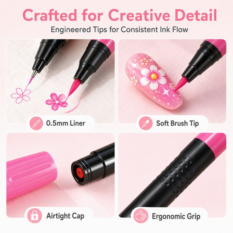 💅 24 Farben, 2 Spitzen, unendlich viele Designs! – Nail-Art-Stifte mit Doppelspitze – kreativ, in Salonqualität & einfach für DIY zu Hause ✨💥