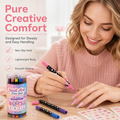 💅 24 Farben, 2 Spitzen, unendlich viele Designs! – Nail-Art-Stifte mit Doppelspitze – kreativ, in Salonqualität & einfach für DIY zu Hause ✨💥