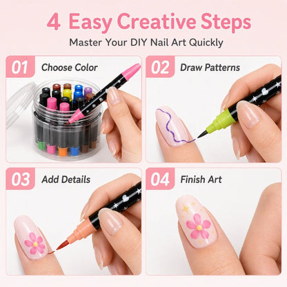 💅 24 Farben, 2 Spitzen, unendlich viele Designs! – Nail-Art-Stifte mit Doppelspitze – kreativ, in Salonqualität & einfach für DIY zu Hause ✨💥