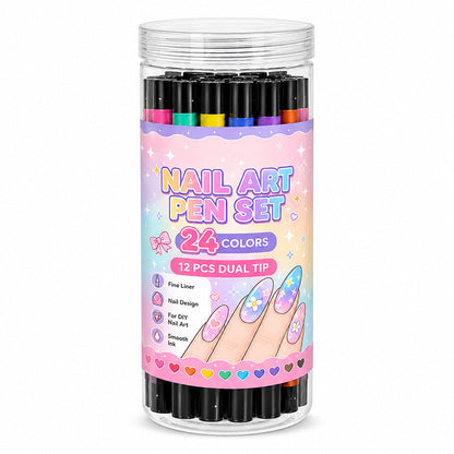 💅 24 Farben, 2 Spitzen, unendlich viele Designs! – Nail-Art-Stifte mit Doppelspitze – kreativ, in Salonqualität & einfach für DIY zu Hause ✨💥