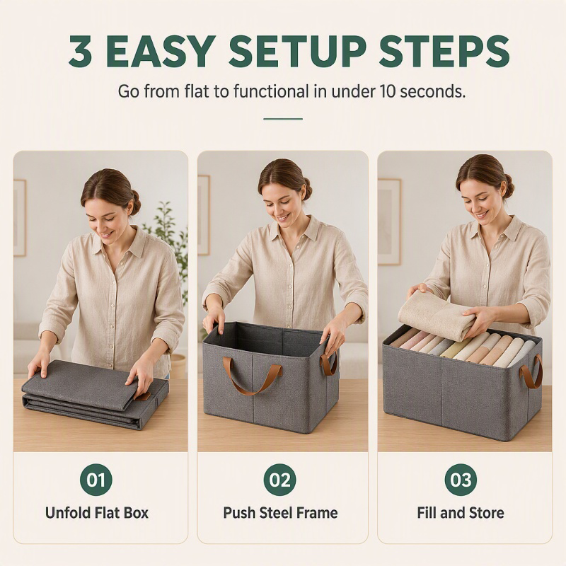 📦 50% RABATT! 🧺 Faltbarer Aufbewahrungskorb – Mit Griffen, stabil & platzsparend ✨