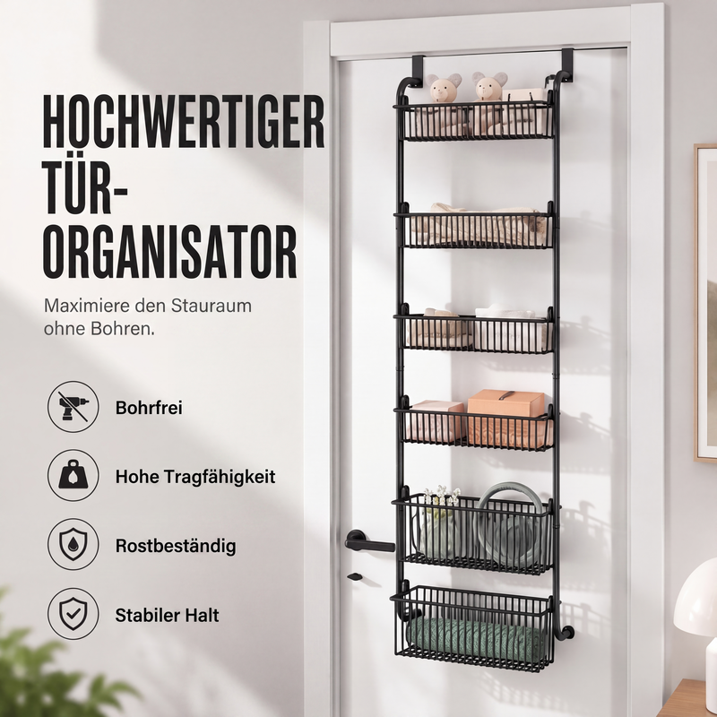 🚪 50% RABATT! 🧺 Tür-Hängeregal – Ohne Bohren, mehrere Körbe & praktisch ✨