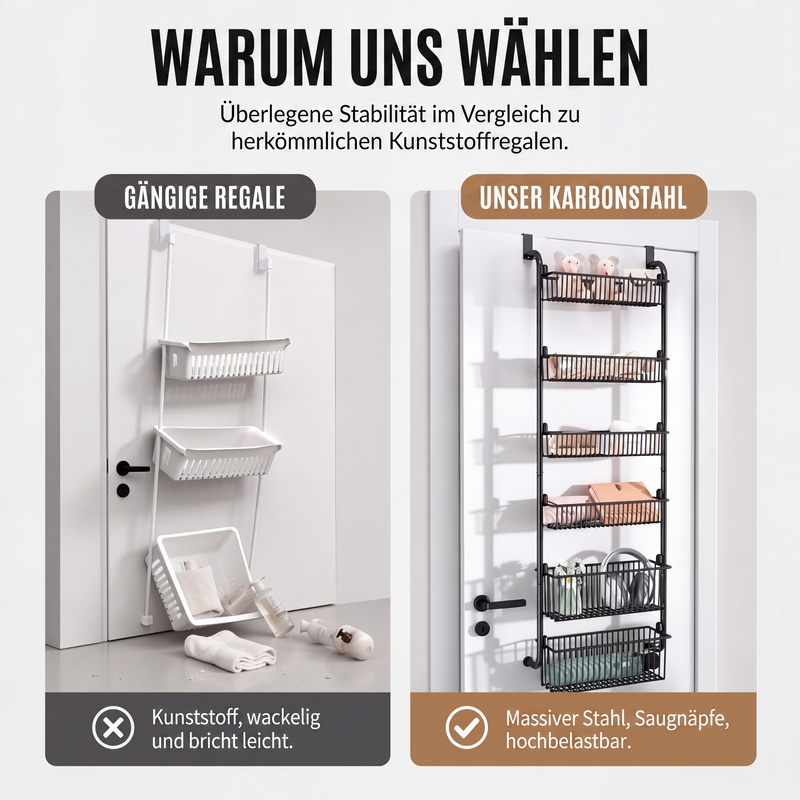 🚪 50% RABATT! 🧺 Tür-Hängeregal – Ohne Bohren, mehrere Körbe & praktisch ✨