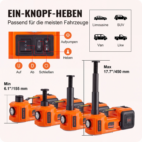 📢📢50% RABATT !!⏰🚗Unentbehrliche Werkzeuge für die Autoreparatur🛠️ - 12V elektrischer hydraulischer Wagenheber für Pkw