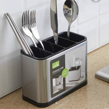 🍴 NUR FÜR KURZE ZEIT 50 % RABATT! ⚡ Platzsparender Edelstahl-Küchenutensilienhalter – Ordentlich, mit Abfluss, Kompakt ✨