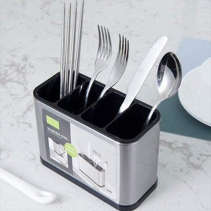 🍴 NUR FÜR KURZE ZEIT 50 % RABATT! ⚡ Platzsparender Edelstahl-Küchenutensilienhalter – Ordentlich, mit Abfluss, Kompakt ✨