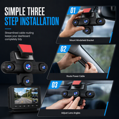 4K 360-Grad-Panorama-Auto-Dashcam mit 5 Kameras - Versteckter Fahrtenschreiber und Fahrzeugüberwachungssystem