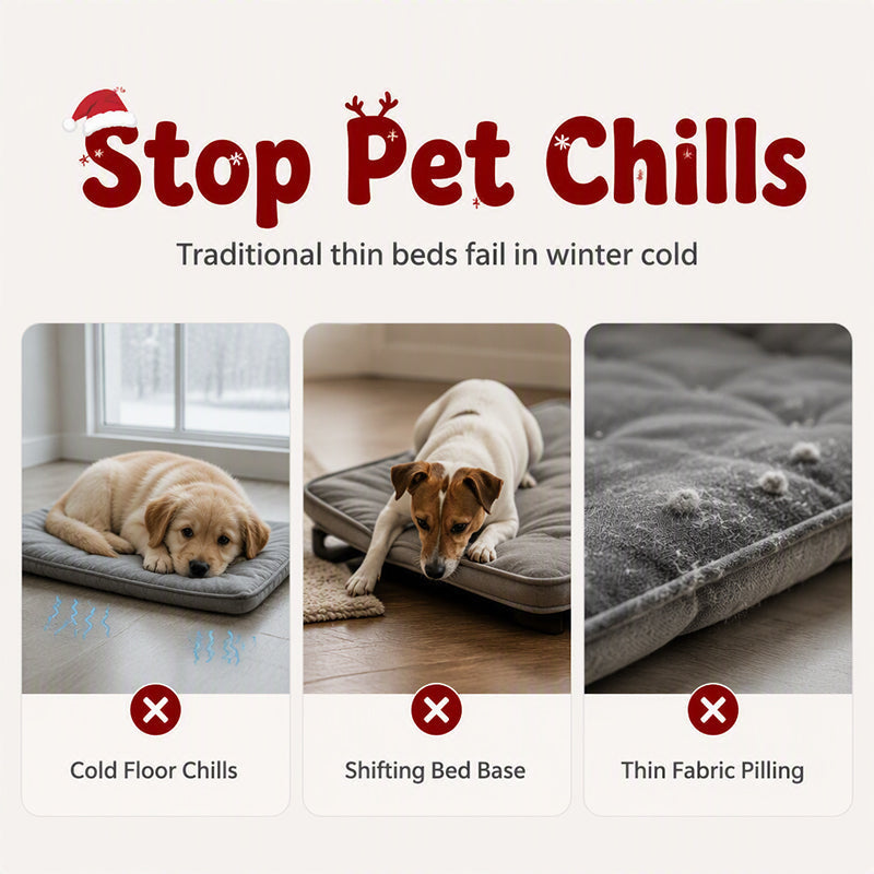 🎄 50% Rabatt!🐶🐱 Weihnachtsschlitten-Haustierbett mit abnehmbarem Kissen – festlich & kuschelig