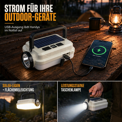 📢📢40% RABATT !!⏰Solar wiederaufladbare LED-Campinglampe, multifunktionale Handarbeitsleuchte mit langer Akkulaufzeit für Outdoor-Notfälle