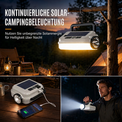 📢📢40% RABATT !!⏰Solar wiederaufladbare LED-Campinglampe, multifunktionale Handarbeitsleuchte mit langer Akkulaufzeit für Outdoor-Notfälle