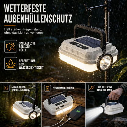 📢📢40% RABATT !!⏰Solar wiederaufladbare LED-Campinglampe, multifunktionale Handarbeitsleuchte mit langer Akkulaufzeit für Outdoor-Notfälle