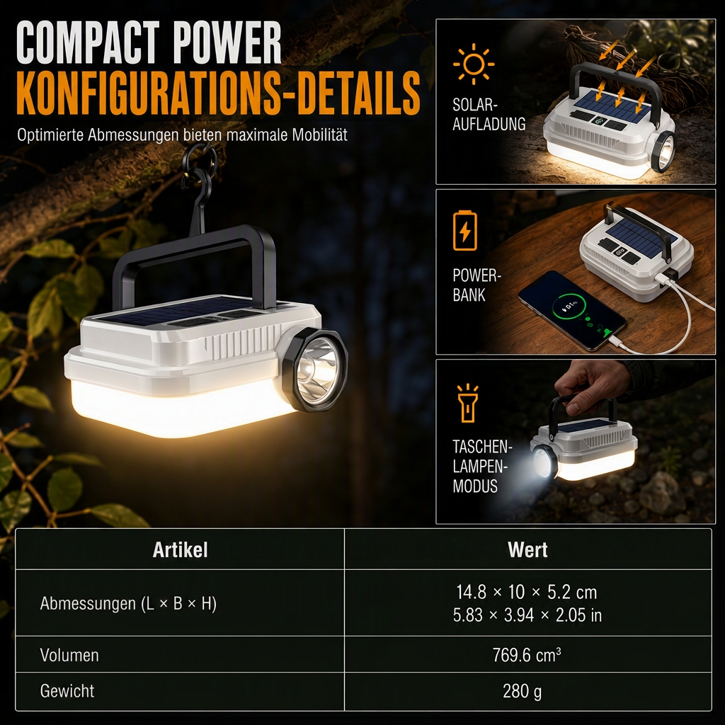 📢📢40% RABATT !!⏰Solar wiederaufladbare LED-Campinglampe, multifunktionale Handarbeitsleuchte mit langer Akkulaufzeit für Outdoor-Notfälle