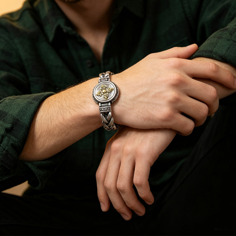 📿 50% RABATT! ✨ Rotierendes Vintage-Vajra-Armband für Herren – Sanft rotierendes Mittelstück, galvanisiertes Kupfer-Finish & Vintage-inspirierte Textur – Mutiges Statement-Style 💪