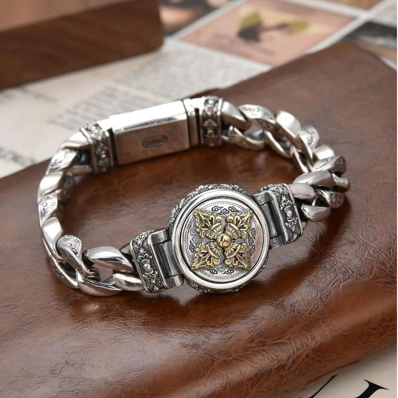 📿 50% RABATT! ✨ Rotierendes Vintage-Vajra-Armband für Herren – Sanft rotierendes Mittelstück, galvanisiertes Kupfer-Finish & Vintage-inspirierte Textur – Mutiges Statement-Style 💪