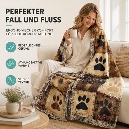 🍂 50 % Rabatt! 🐾Warme Flanelldecke mit Pfotenmuster – Weiche Sofadecke für Herbst & Winter