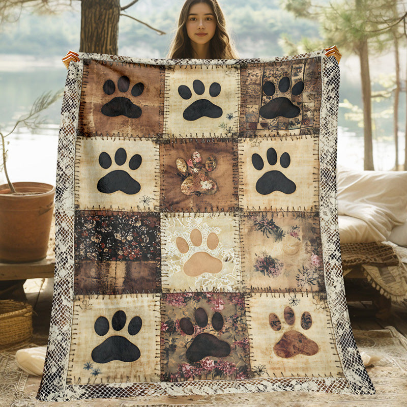 🍂 50 % Rabatt! 🐾Warme Flanelldecke mit Pfotenmuster – Weiche Sofadecke für Herbst & Winter