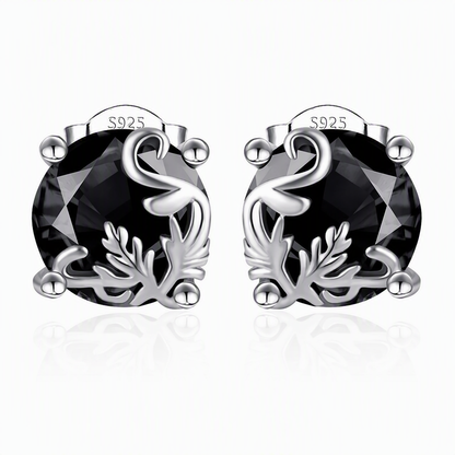 🖤 50 % Rabatt! Elegante Ohrstecker mit schwarzem Zirkonia – Vintage Design mit floralen Details