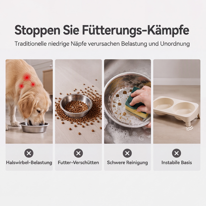🐾 Erhöhter Doppelnapf für Hunde und Katzen mit Edelstahlnäpfen