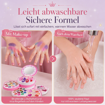👑 50% RABATT! ✨ Waschbares Make-up-Spielset für kleine Prinzessinnen – sichere, nicht reizende Formel, ausziehbare, drehbare Fächer & tragbare Tasche mit Schulterriemen – perfektes Geschenk für Mädchen 🎀