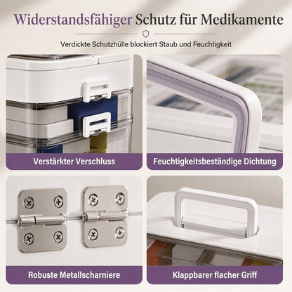 💊 Große Medikamenten-Aufbewahrungsbox aus Kunststoff – Mehrlagig, unterteilt & tragbar für Haushalt & Notfall ✨