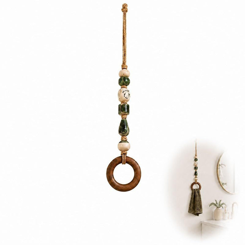 🧺 50% OFF! 🌸 Boho-Handtuchhalter – Holzring & Perlen, dekorativ für Bad & Küche ✨