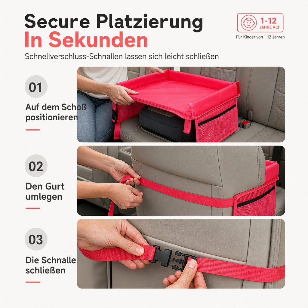 🚗 50% RABATT! 🎨 Kindertisch für die Autofahrt – Ergonomisch gepolstert & mit Rutschkante ✨