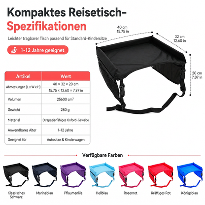 🚗 50% RABATT! 🎨 Kindertisch für die Autofahrt – Ergonomisch gepolstert & mit Rutschkante ✨