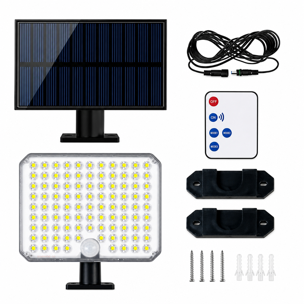 ☀️ 50% RABATT! 💡 Solar-Wandleuchte – Bewegungssensor, Fernbedienung & 3 Modi ✨