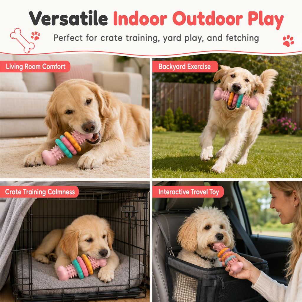 🐶Langlebiges Hundekauspielzeug in Knochenform aus TPR – Bissfestes Zahnungsspielzeug für große Hunde🦴