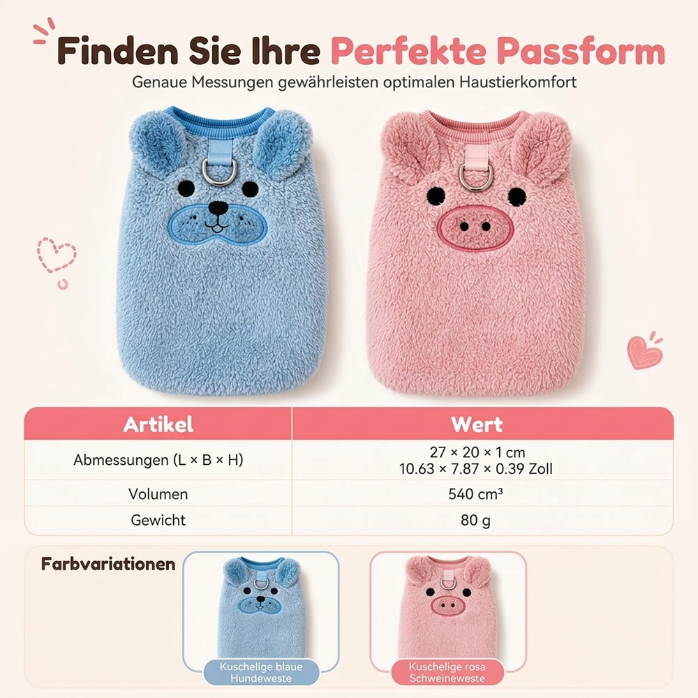 🐾50 % Rabatt🧵Fleece‑gefütterte Haustierweste, süße Cartoon‑Stickerei für Hunde und Katzen🐕