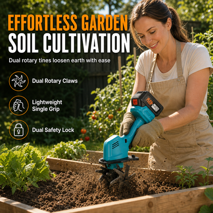 🌱 Kabellose Mini-Gartenfräse mit 21-V-Akku – handlicher Bodenlockerer & Unkrautentferner für Garten & Beet