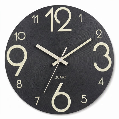 🔥 Zeitlich begrenztes Angebot 🕰️ 12 Zoll geräuschlose hölzerne Wanduhr – mit leuchtender Anzeige und MDF-Holzoptik ✨