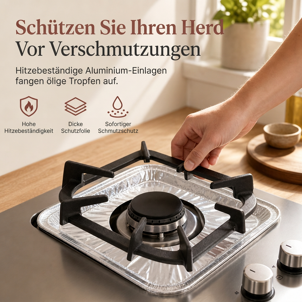 🔥 2+1 GRATIS ⏰ 10er-Set Hochleistungs-Folie Gasherd Brennerabdeckungen – Halten Sie Ihren Kochfeld sauber und geschützt mit tiefem Auffangbecken für Verschüttungen 🍳