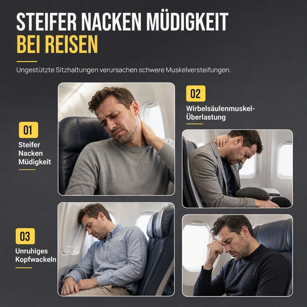 Tragbares aufblasbares Reisekissen – faltbares Kopfunterstützungskissen für Flugzeug, Auto, Camping und Mittagsschlaf im Büro