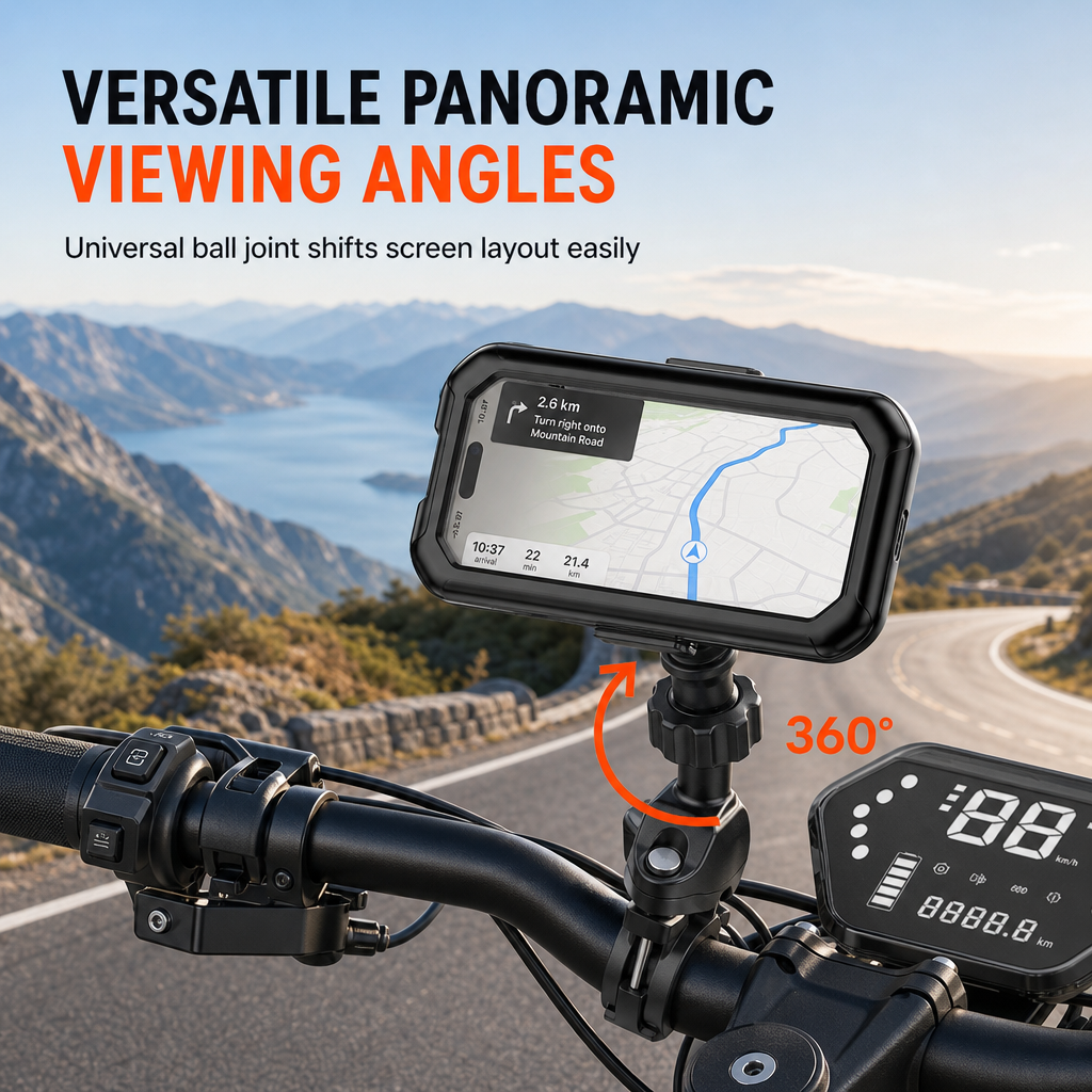 Wasserdichte Handyhalterung für Motorrad und Fahrrad mit Touchscreen und 360-Grad-Drehung
