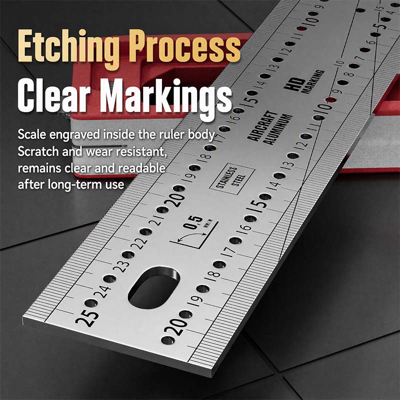 Multifunktionales Holzbearbeitungs-Winkellineal mit Aluminiumbasis