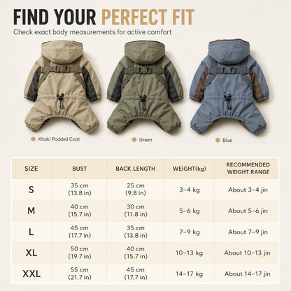 Warmer wattierter Hunde-Wintermantel Wasserdicht Winddicht Outdoor Haustier für Herbst und Winter