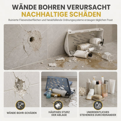 🛁💡 Bohrfreies Eckregal für Badezimmer & Dusche! Wandmontierter Aufbewahrungs-Organizer, keine Bohrungen nötig