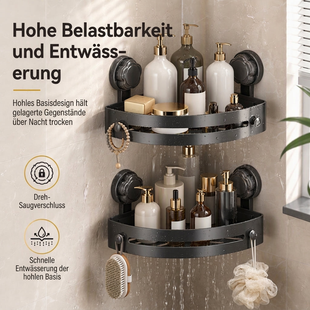 🛁💡 Bohrfreies Eckregal für Badezimmer & Dusche! Wandmontierter Aufbewahrungs-Organizer, keine Bohrungen nötig