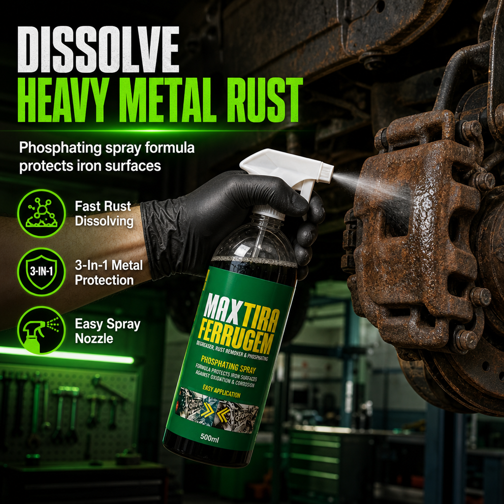 3-in-1 Rostentferner und Phosphatierungsmittel für Metallteile 500ml mit Sprühdüse zur Fett- und Rostentfernung und Bildung eines rostschützenden Schutzfilms