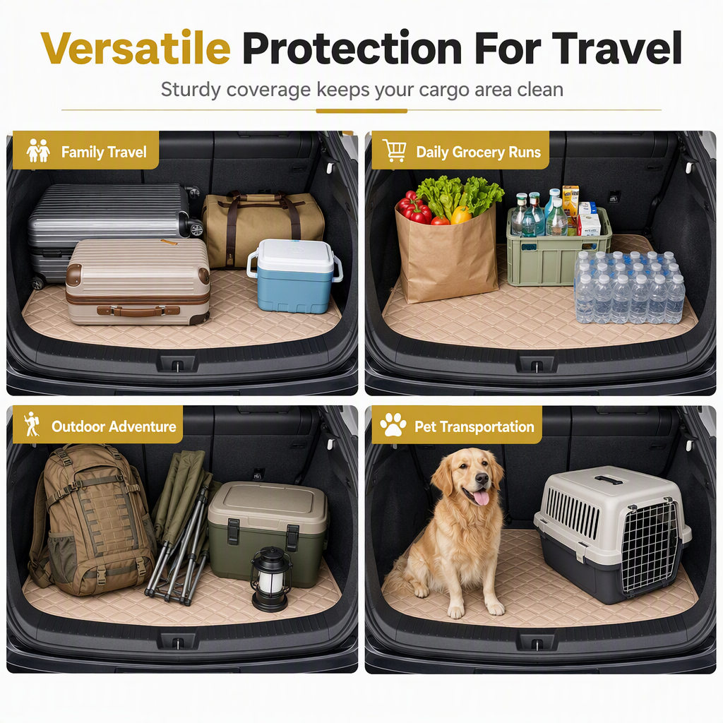 Universelle Kofferraummatte aus PVC-Leder für Limousinen und SUVs – Leicht zu reinigen (100 x 70 cm)